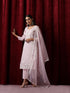 3 Pc Suit - Lilac Cotton Silk Embroidered Kurta with Cotton Pant and Chanderi Embroidered Dupatta
